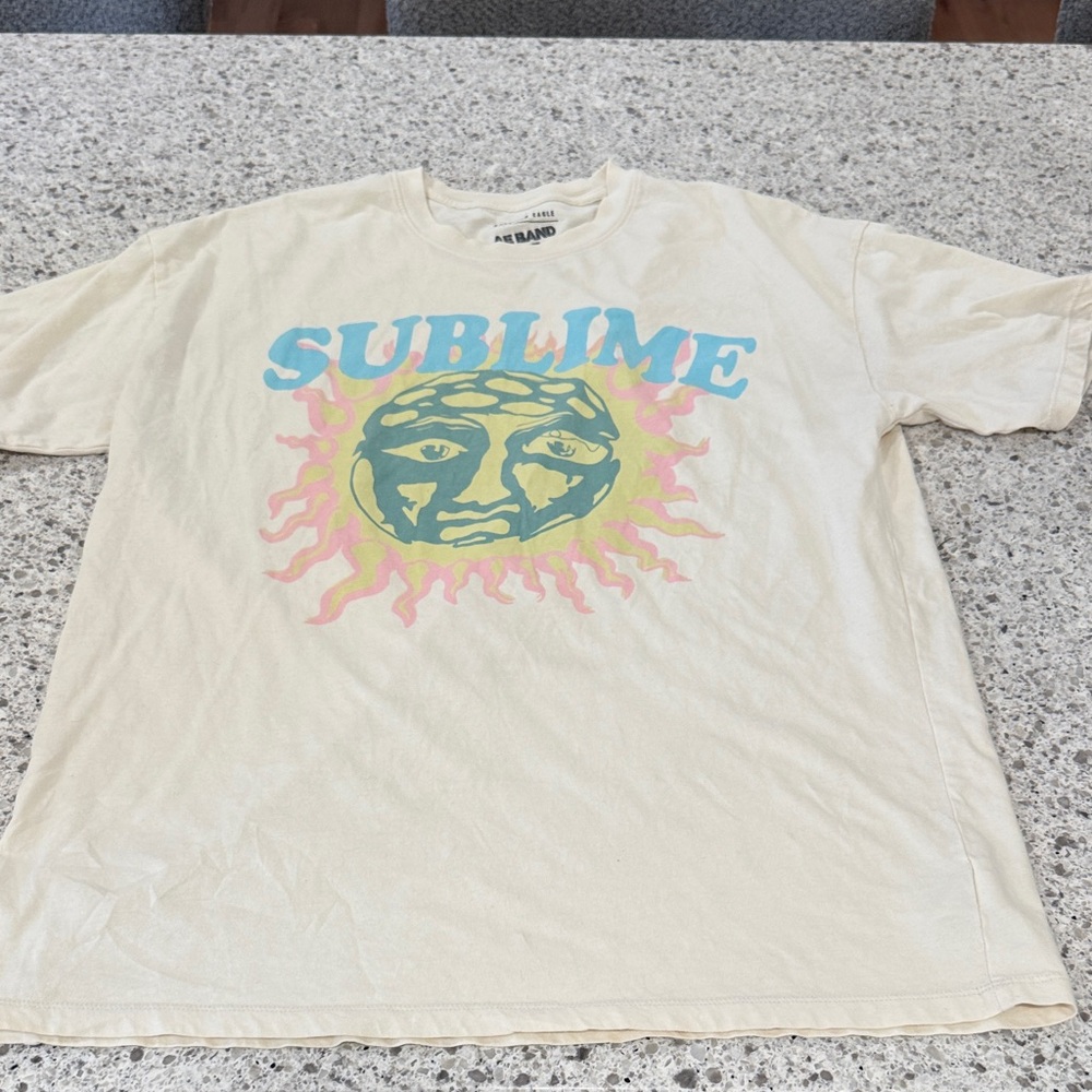 American Eagle Oversized Cream Tee with Sublime Graphic - Picture 2 of 4